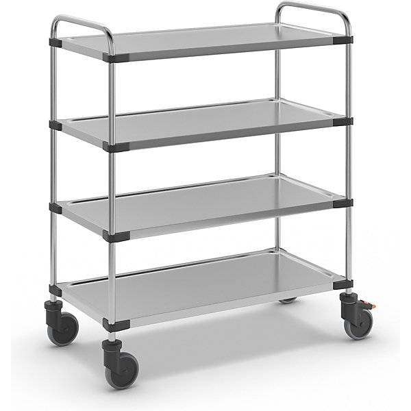 Servierwagen aus Edelstahl mit 4 Etagen LxBxH 1070 x 570 x 1260 mm unmontiert. RieberGmbH & CO. KG 11920449-0