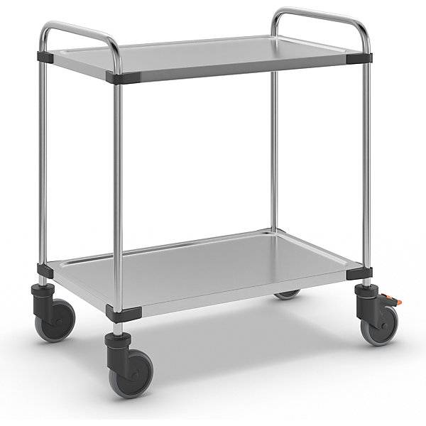 Servierwagen aus Edelstahl mit 2 Etagen LxBxH 870 x 570 x 950 mm montiert. RieberGmbH & CO. KG 11919449-0