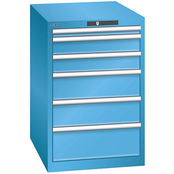 Schubladenschrank 6 Schubladen BxTxH 564 x 724 x 850 mm grau metallic / lichtgrau. Lista GmbH 11669949-1