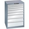 Schubladenschrank Stahlblech HxB 1000 x 717 mm 8 Schubladen grau metallic / lichtgrau. Lista GmbH 11671249