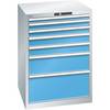 Schubladenschrank Stahlblech HxB 1000 x 717 mm 7 Schubladen lichtgrau / lichtblau. Lista GmbH 11671549