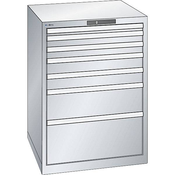 Schubladenschrank Stahlblech HxB 1000 x 717 mm 7 Schubladen lichtgrau / lichtblau. Lista GmbH 11671549-1