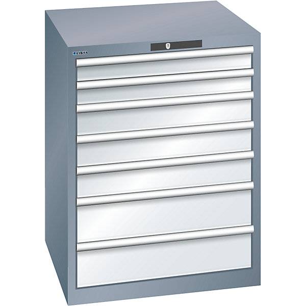 Schubladenschrank 7 Schubladen BxTxH 717 x 725 x 850 mm Tragkraft 75 kg grau metallic / lichtgrau. Lista GmbH-0