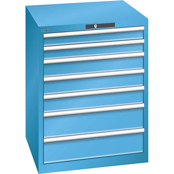 Schubladenschrank 7 Schubladen BxTxH 717 x 725 x 850 mm Tragkraft 75 kg grau metallic / lichtgrau. Lista GmbH-1