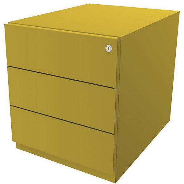 Rollcontainer Note™ mit 3 Universalschubladen HxBxT 495 x 420 x 565 mm mit Griffleiste gelb. BISLEY 115859 49