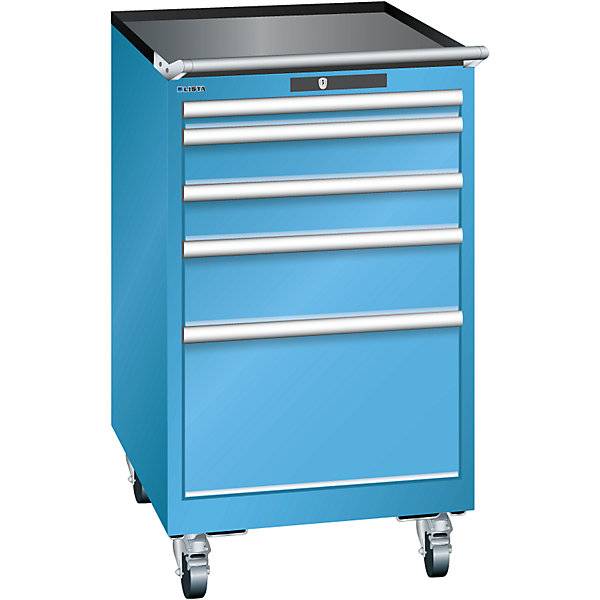Schubladenschrank Breite 564 mm fahrbar 5 Schubladen HxT 990 x 725 mm lichtblau. Lista GmbH 11668249