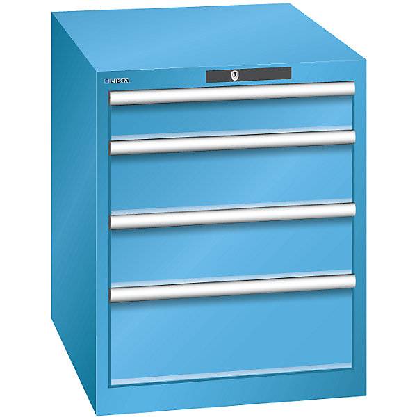 Schubladenschrank 4 Schubladen BxTxH 564 x 724 x 700 mm grau metallic / lichtgrau. Lista GmbH 11662749-1