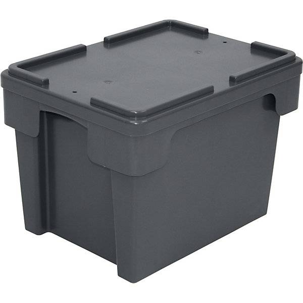 Drehstapelbehälter aus HDPE Volumen 23 l Wände und Boden geschlossen grau. WERIT Kunststoffwerke W. Schneider-0