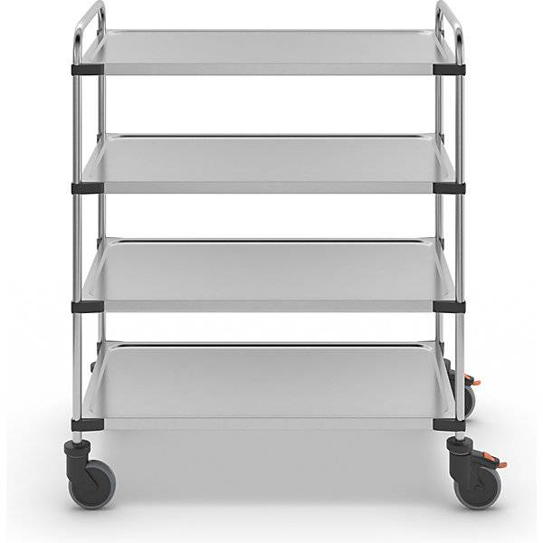 Servierwagen aus Edelstahl mit 4 Etagen LxBxH 1070 x 670 x 1260 mm montiert. RieberGmbH & CO. KG 11920849-1