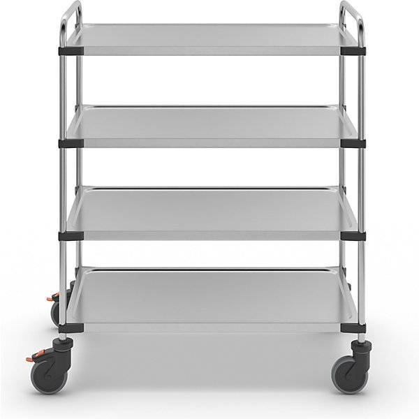 Servierwagen aus Edelstahl mit 4 Etagen LxBxH 1070 x 670 x 1260 mm montiert. RieberGmbH & CO. KG 11920849-4