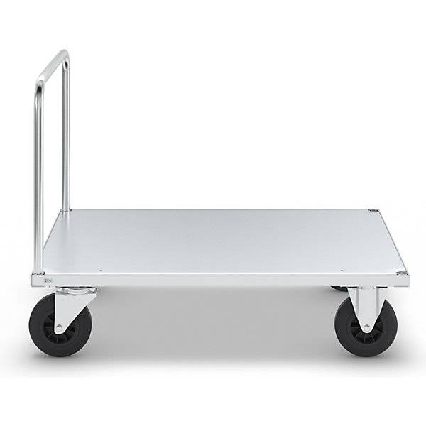 Kongamek Plattformwagen, verzinkt 1200x800x900mm Boden Stahlblech ummantelt mit offenem Schiebegriff und Gummibereifung-1