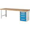 Werkbank mit Standcontainern Baukastensystem Serie 7000 1 Standcontainer mit 5 Schubladen 1 Fuß BxT 2500 x 900