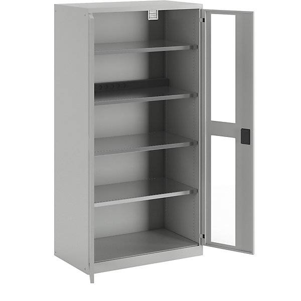 Akku-Ladeschrank 4 Fachböden Sichtfenstertüren Energieleiste rückseitig grau. Lista GmbH 49048749-0