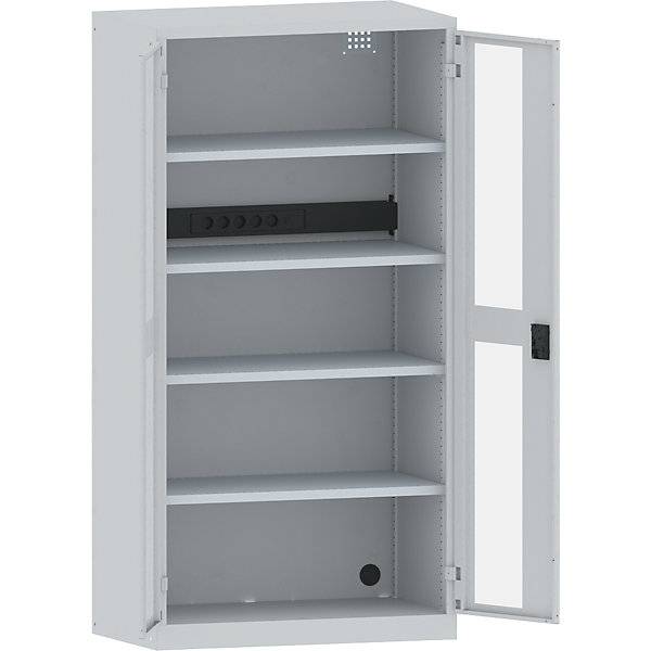 Akku-Ladeschrank 4 Fachböden Sichtfenstertüren Energieleiste rückseitig grau. Lista GmbH 49048749-1