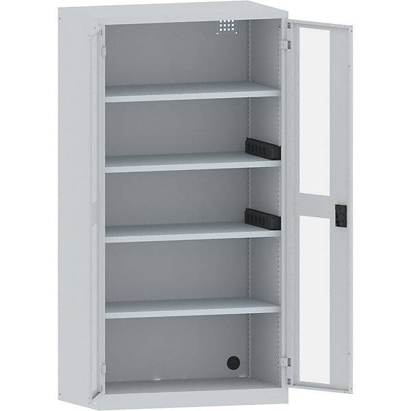 Akku-Ladeschrank 4 Fachböden Sichtfenstertüren 2 Energieleisten seitlich grau. Lista GmbH 49048549