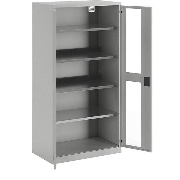 Akku-Ladeschrank 4 Fachböden Sichtfenstertüren 2 Energieleisten rückseitig grau. Lista GmbH 49048949