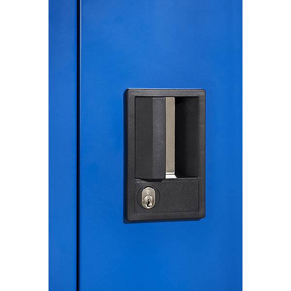 Akku-Ladeschrank 4 Fachböden Vollblechtüren 2 Energieleisten rückseitig grau / blau. Lista GmbH 49049849-2