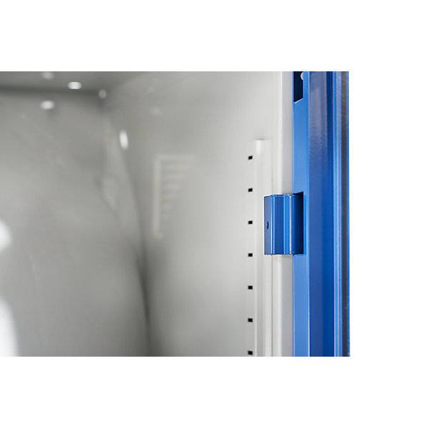 Akku-Ladeschrank 4 Fachböden Vollblechtüren 2 Energieleisten rückseitig grau / blau. Lista GmbH 49049849-4