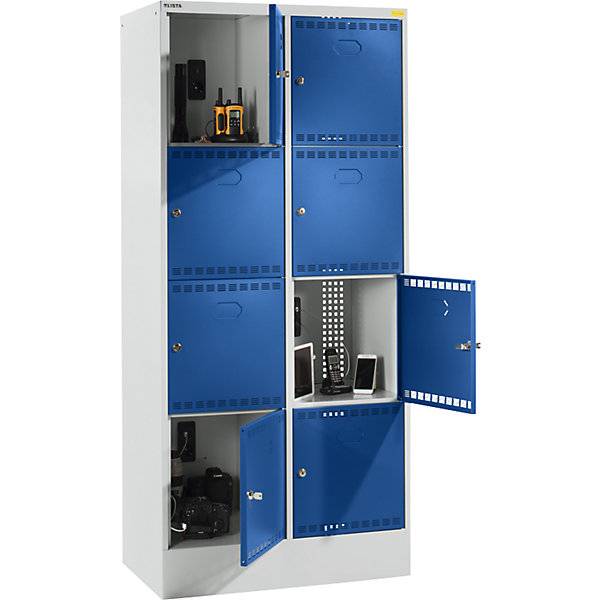 Akku-Ladeschrank mit Schließfächern mit 2 x 4 Fächern 2 x 230 V grau / blau. Lista GmbH 49052149-0