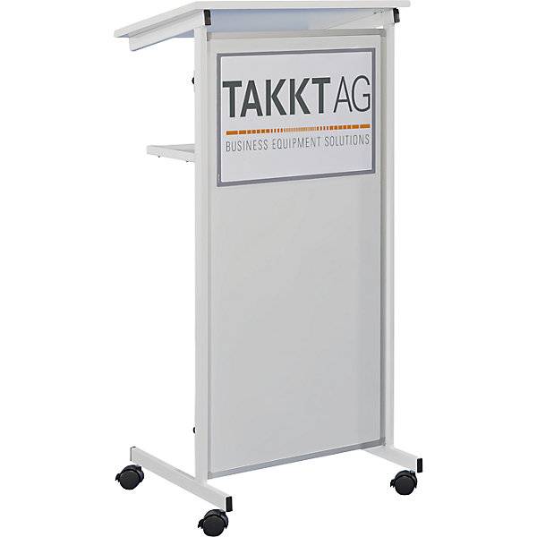 Rednerpult 2 Ablagen Front aus Stahlblech weiß. KROmedia GmbH & Co. KG Whiteboard- & Systemtechnik 11751149-0