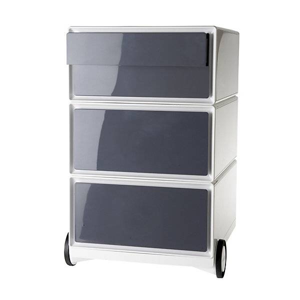 Rollcontainer easyBox® 2 Schubladen 2 Schübe flach weiß / anthrazit. PAPERFLOW S.A.S | | LE HUB BATEMENT 5