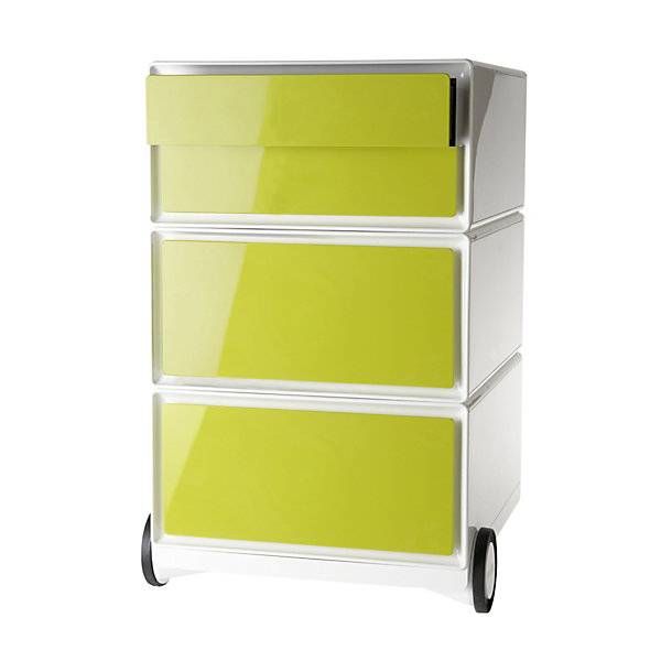 Rollcontainer easyBox® 2 Schubladen 2 Schübe flach weiß / grün. PAPERFLOW S.A.S | | LE HUB BATEMENT 5 1ER