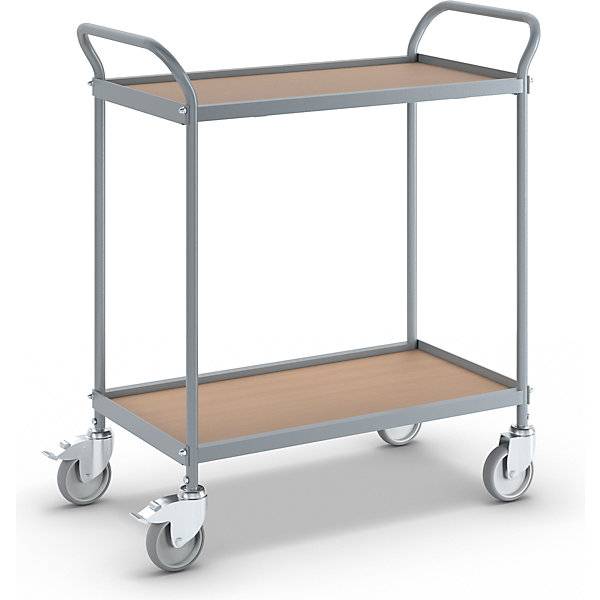 Servierwagen Etagenhöhe 530 mm 2 Etagen mit 4 Lenkrollen 2 mit Doppelstopp Rad-Ø 100 mm. TAKKT Industrial &-0