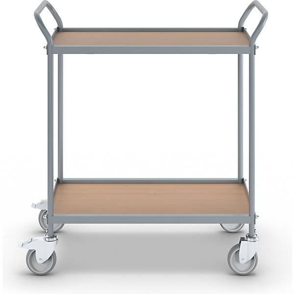 Servierwagen Etagenhöhe 530 mm 2 Etagen mit 4 Lenkrollen 2 mit Doppelstopp Rad-Ø 100 mm. TAKKT Industrial &-1