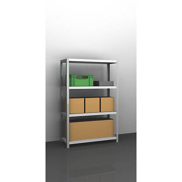 Lager-Schraubregal Bauart mittelschwer beidseitig HxBxT 1500 x 1000 x 400 mm lichtgrau Grundregal. TAKKT-0