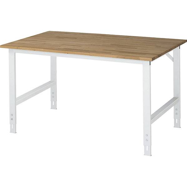 Arbeitstisch höhenverstellbar Gestell 60 x 30 mm Buchenplatte massiv BxT 1500 x 1000 mm lichtgrau. Rau GmbH-0