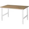 Arbeitstisch höhenverstellbar Gestell 60 x 30 mm Buchenplatte massiv BxT 1500 x 1000 mm lichtgrau. Rau GmbH