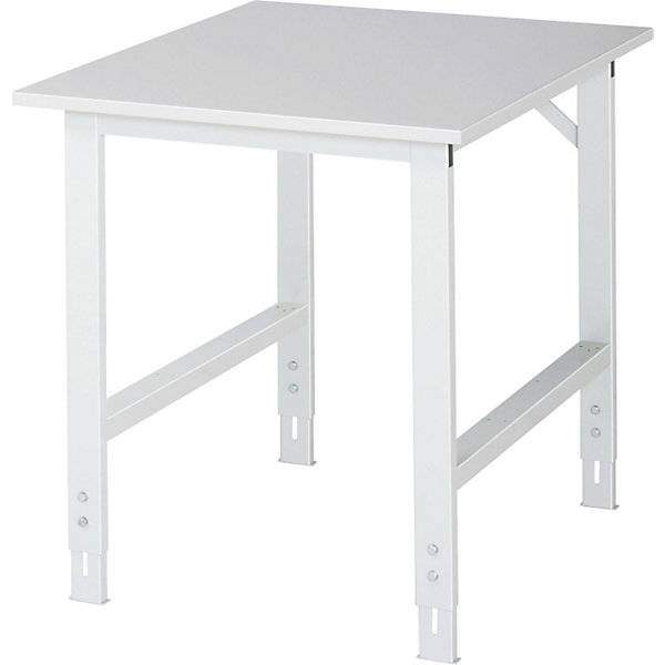 Arbeitstisch höhenverstellbar Gestell 60 x 30 mm melaminharzbeschichte Platte BxT 750 x 1000 mm lichtgrau.