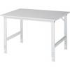 Arbeitstisch höhenverstellbar Gestell 60 x 30 mm melaminharzbeschichte Platte BxT 1250 x 1000 mm lichtgrau.