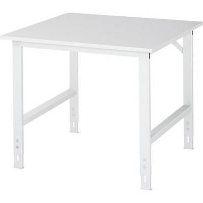 Arbeitstisch höhenverstellbar Gestell 60 x 30 mm melaminharzbeschichte Platte BxT 1000 x 1000 mm lichtgrau.-0