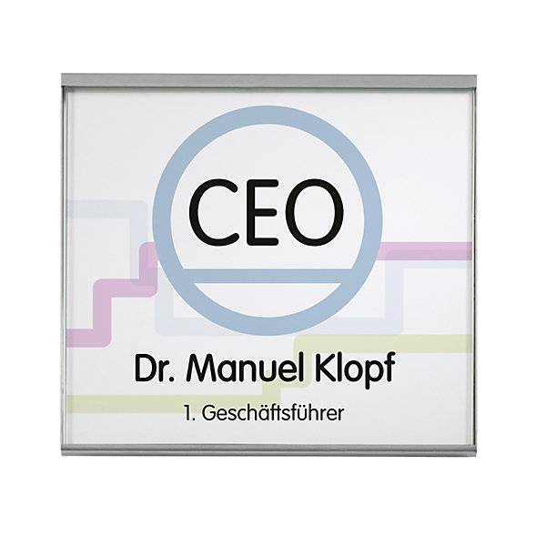 GLASGOW™ Türschild VE 2 Stk HxB 155 x 152 mm Sichtformat HxB 146 x 150 mm. Moedel GmbH | Schilderfabrikation
