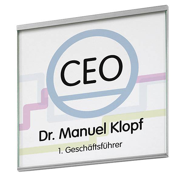 GLASGOW™ Türschild VE 2 Stk HxB 155 x 152 mm Sichtformat HxB 146 x 150 mm. Moedel GmbH | Schilderfabrikation-1