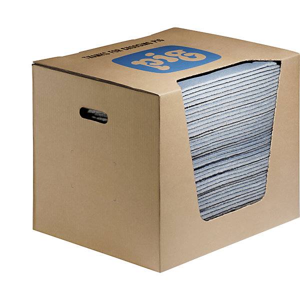 BLUE® Bindevlies-Saugmatte - Universal-Bindevliestücher universale Ausführung im Spenderkarton BxL 380 x 480 mm