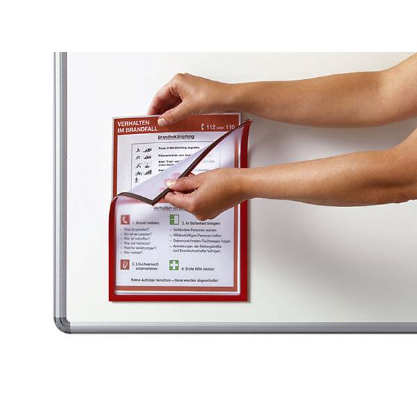 Magnetische Infotasche für Überschriften DIN A4 hoch / DIN A5 quer 225 x 60 mm Rahmen silber VE 10 Stk. TAKKT-2