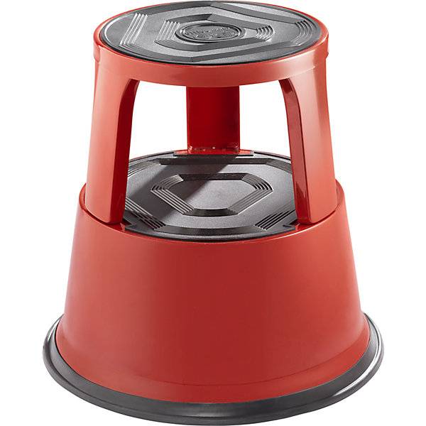 Rollhocker aus stabilem Stahlblech Tragfähigkeit 150 kg Höhe belastet 420 mm rot. TAKKT Industrial & Packaging-0