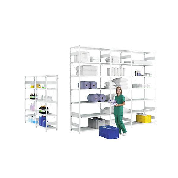 AntiBak®-Steckregal antibakteriell Regalhöhe 2500 mm Anbauregal Fachbodenbreite 1300 mm Fachbodentiefe 500-1