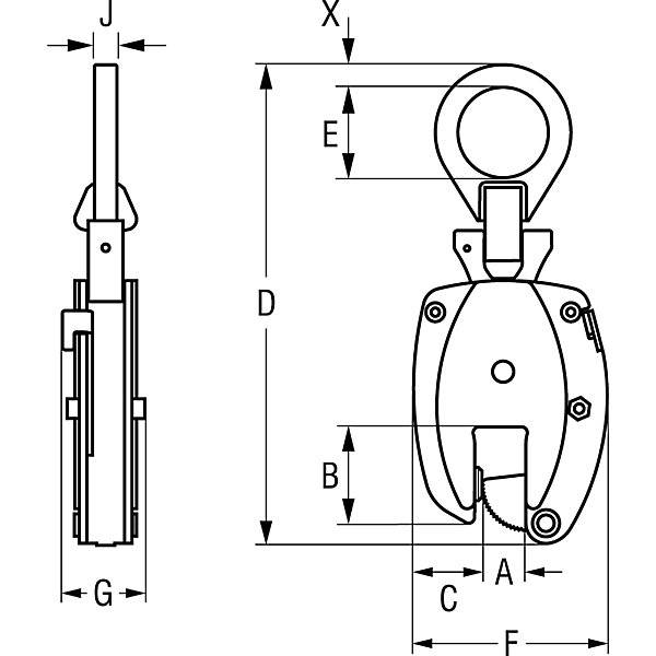 Tragklemme Modell KL Vertikaleinsatz Greifbereich 1 - 21 mm Tragfähigkeit 600 kg. Pfeifer Seil- U. Hebetechnik-3