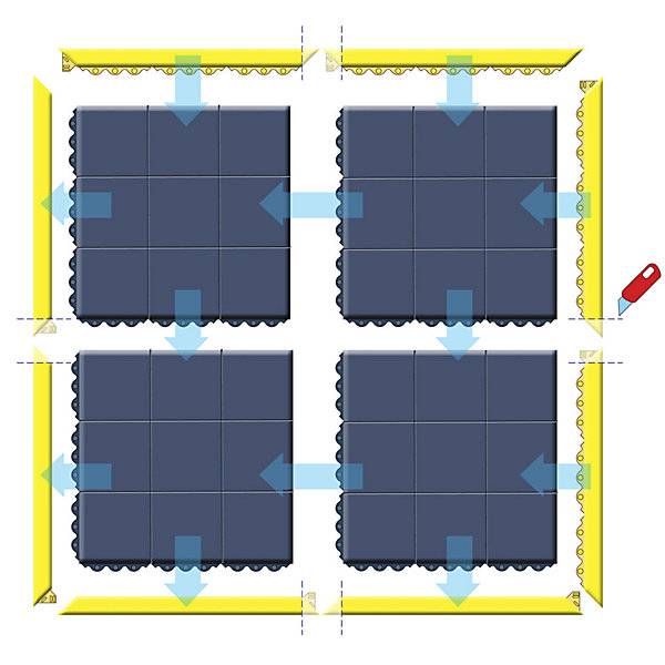 Stecksystem Cushion Ease Solid ESD geschlossen LxBxH 910 x 910 x 19 mm schwarz. Justrite Safety Group EMEA-2