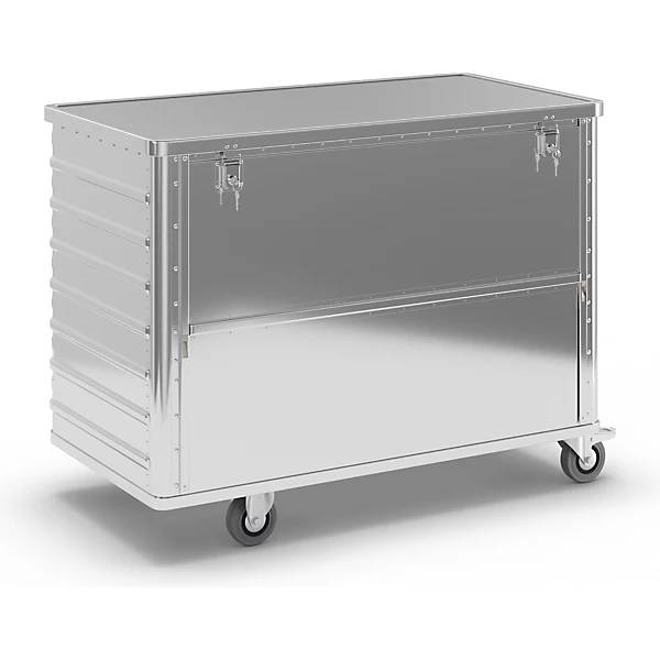 Alu-Kastenwagen absenkbare Seitenwand mit Deckel abschließbar Volumen 650 l. Gmoehling Transportgeraete |-2