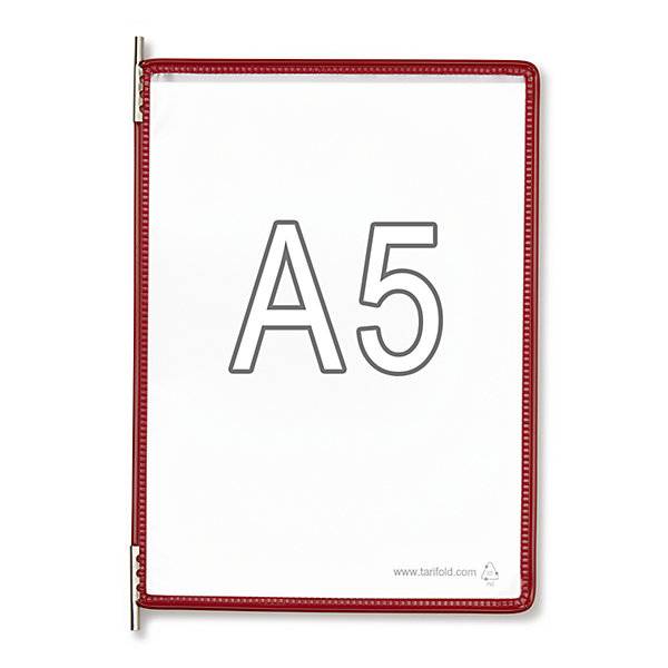 Klarsichttafel VE 10 Stk für DIN A5 rot. Tarifold SAS 14078349-0