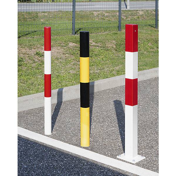 Sperrpfosten aus Stahlrohr zum Aufdübeln Ø 76 mm gelb / schwarz verzinkt und lackiert. Simon Evers & CO.-1