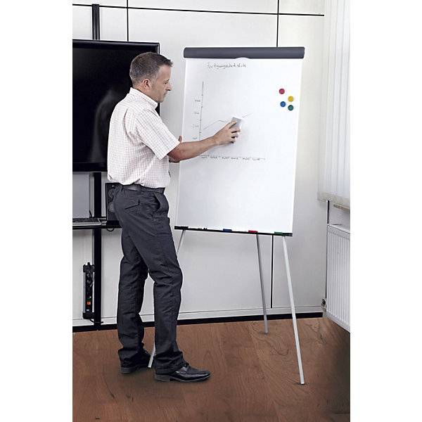 Flipchart dreibeinig Höhe 1860 mm ohne Papierhalter weiß. Jakob Maul GmbH 17162749-3