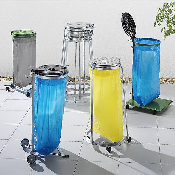 Müllsackständer für Volumen 120 l 2-Rad-Fahrgestell grün Kunststoffdeckel. Santra SPOL. S.R.O. | Podnik Pro-3