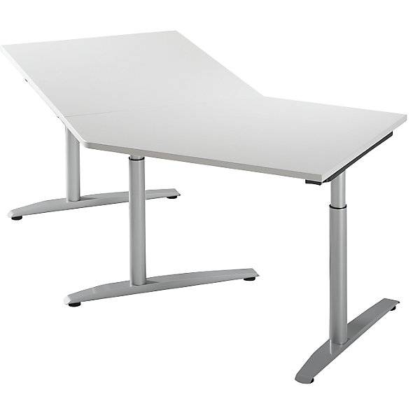 HANNA - Ansatztisch höhenverstellbar 650 - 850 mm 45° für Anbau rechts lichtgrau. FM Büromöbel GmbH 17275849