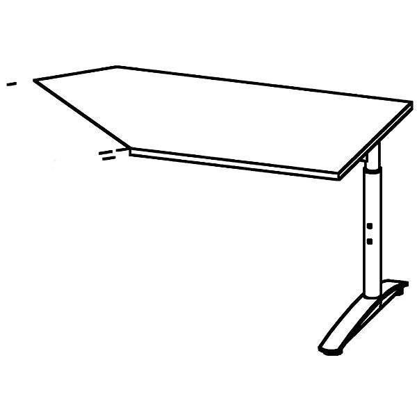 HANNA - Ansatztisch höhenverstellbar 650 - 850 mm 45° für Anbau rechts lichtgrau. FM Büromöbel GmbH 17275849-3