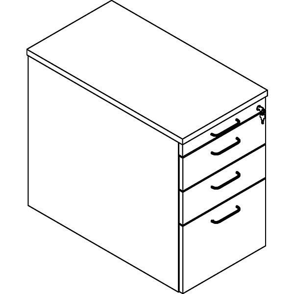 HANNA - Standcontainer 1 Utensilienschub 2 Materialschübe 1 Hängeregistratur lichtgrau. FM Büromöbel GmbH-3
